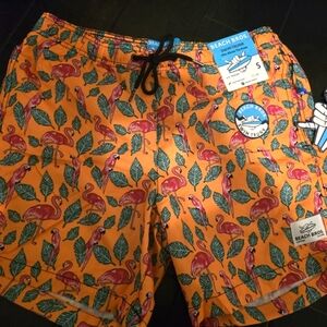 Beach Bros Orange Flamingo Print Men's Shorts